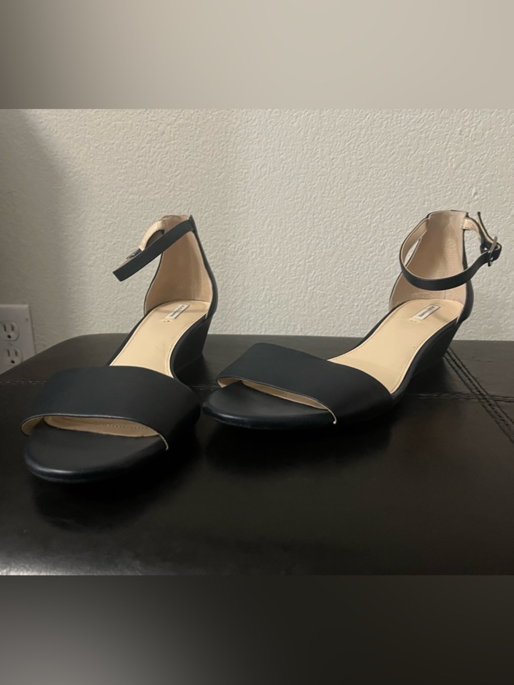 Alex Marie Black Ankle-Strap Low Heel Sandals